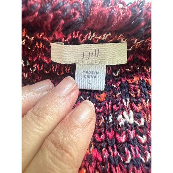J.Jill Tweed Sweater Cardigan Size Large Burgundy Fringe Knit Blazer Career - Picture 5 of 11